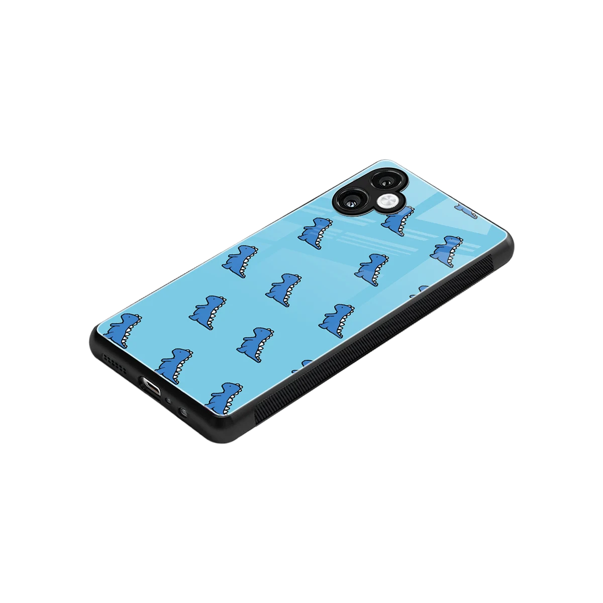 Dino Blue stylish phone case for samsung galaxy a06 5g | glossy glass and slim fit
