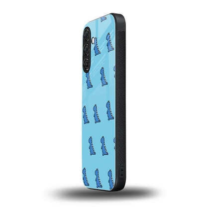 Dino Blue samsung galaxy m17 5g mobile cover | shockproof glass phone case