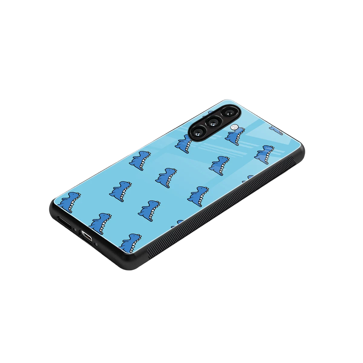 Dino Blue stylish phone case for samsung galaxy a55 5g | glossy glass and slim fit