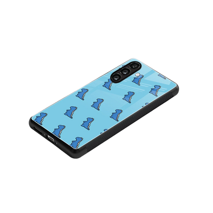 Dino Blue stylish phone case for samsung galaxy a37 5g | glossy glass and slim fit