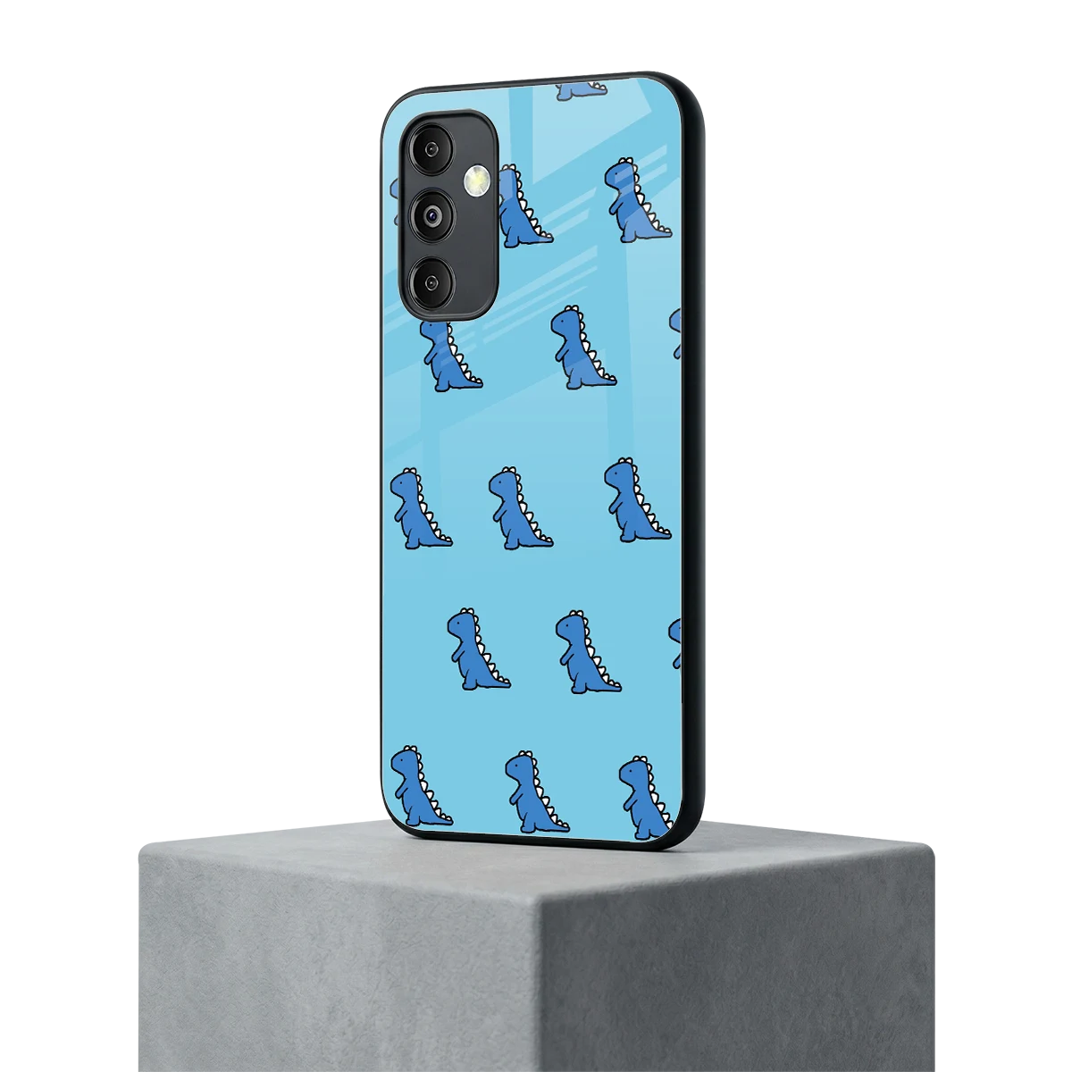 Dino Blue samsung galaxy m14 5g mobile cover | shockproof glass phone case