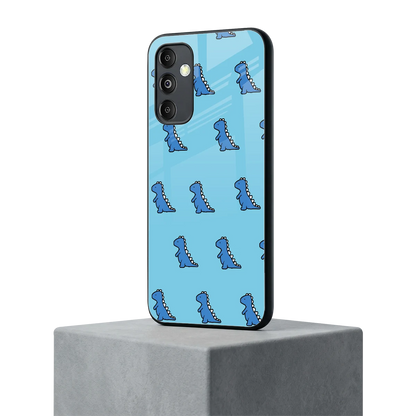 Dino Blue samsung galaxy m14 5g mobile cover | shockproof glass phone case