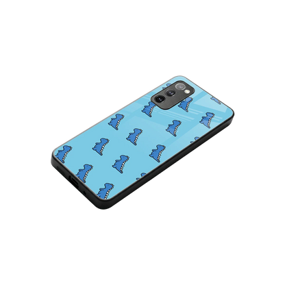Dino Blue stylish phone case for samsung galaxy s20 fe | glossy glass and slim fit