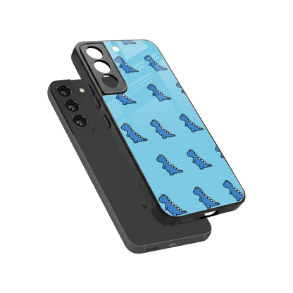 Dino Blue sleek samsung galaxy s22 cover with tempered glass back and TPU edges