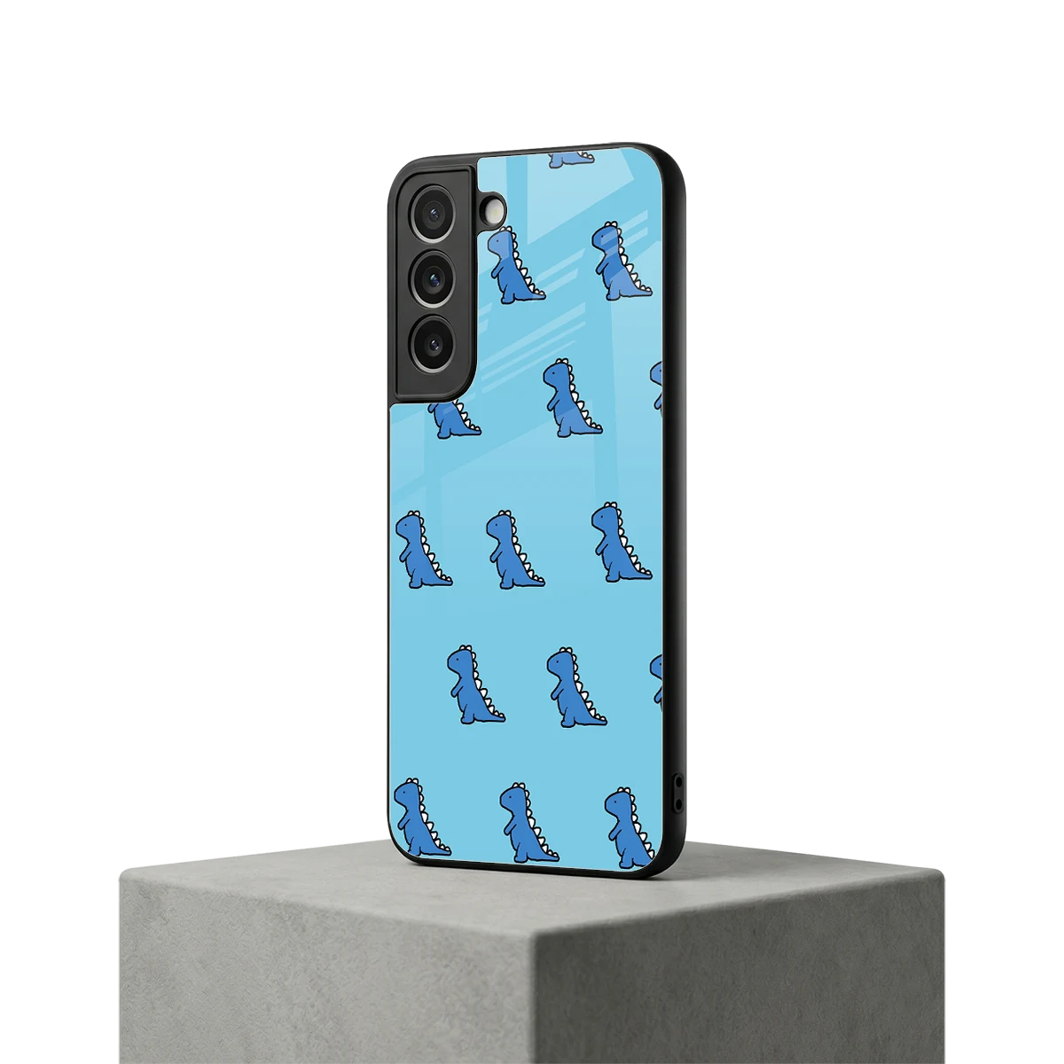 Dino Blue samsung galaxy s22 mobile cover | shockproof glass phone case