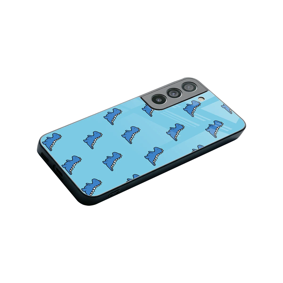 Dino Blue stylish phone case for samsung galaxy s22 | glossy glass and slim fit