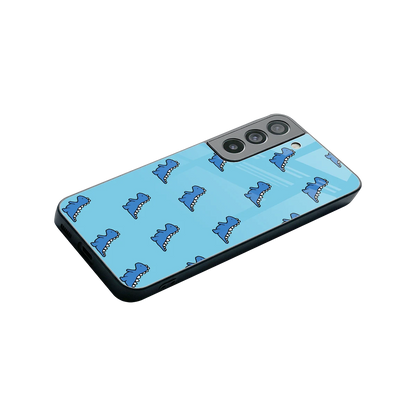 Dino Blue stylish phone case for samsung galaxy s22 | glossy glass and slim fit