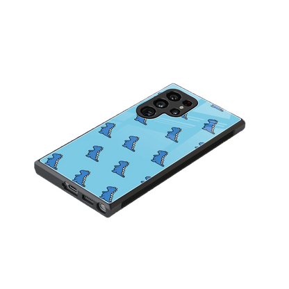 Dino Blue stylish phone case for samsung galaxy s23 ultra | glossy glass and slim fit