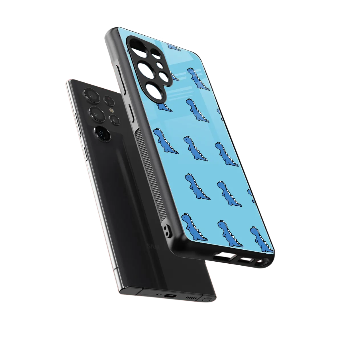 Dino Blue sleek samsung galaxy s26 ultra cover with tempered glass back and TPU edges