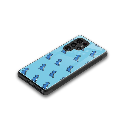 Dino Blue stylish phone case for samsung galaxy s26 ultra | glossy glass and slim fit