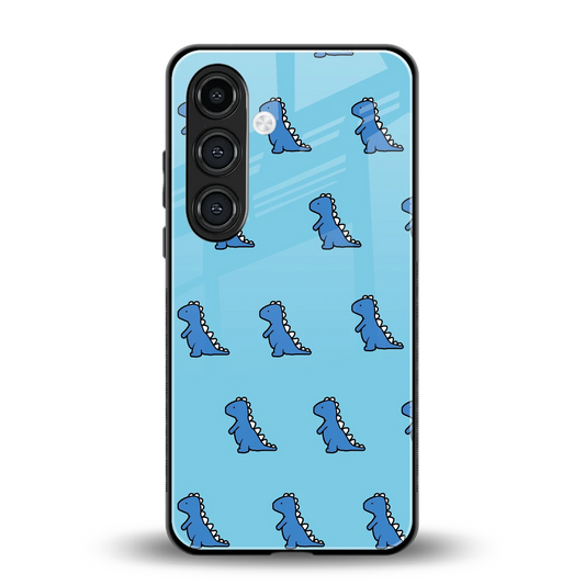 Dino Blue back phone cover | glass case for samsung galaxy s23 fe