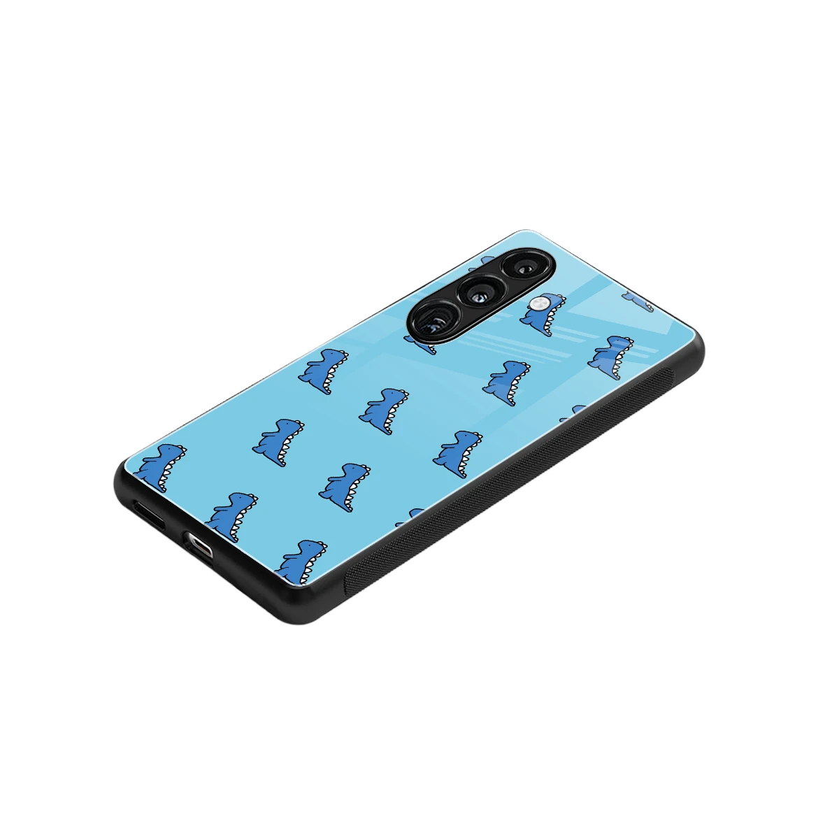 Dino Blue stylish phone case for samsung galaxy s25 | glossy glass and slim fit
