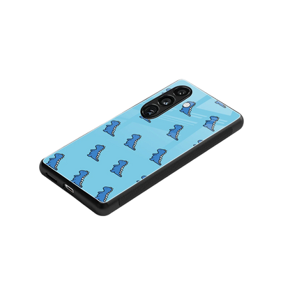 Dino Blue stylish phone case for samsung galaxy s25 | glossy glass and slim fit