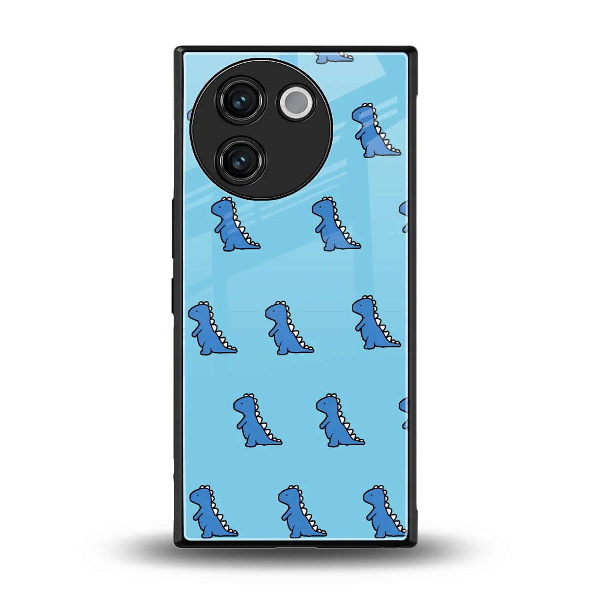 Dino Blue back phone cover | glass case for vivo v30e