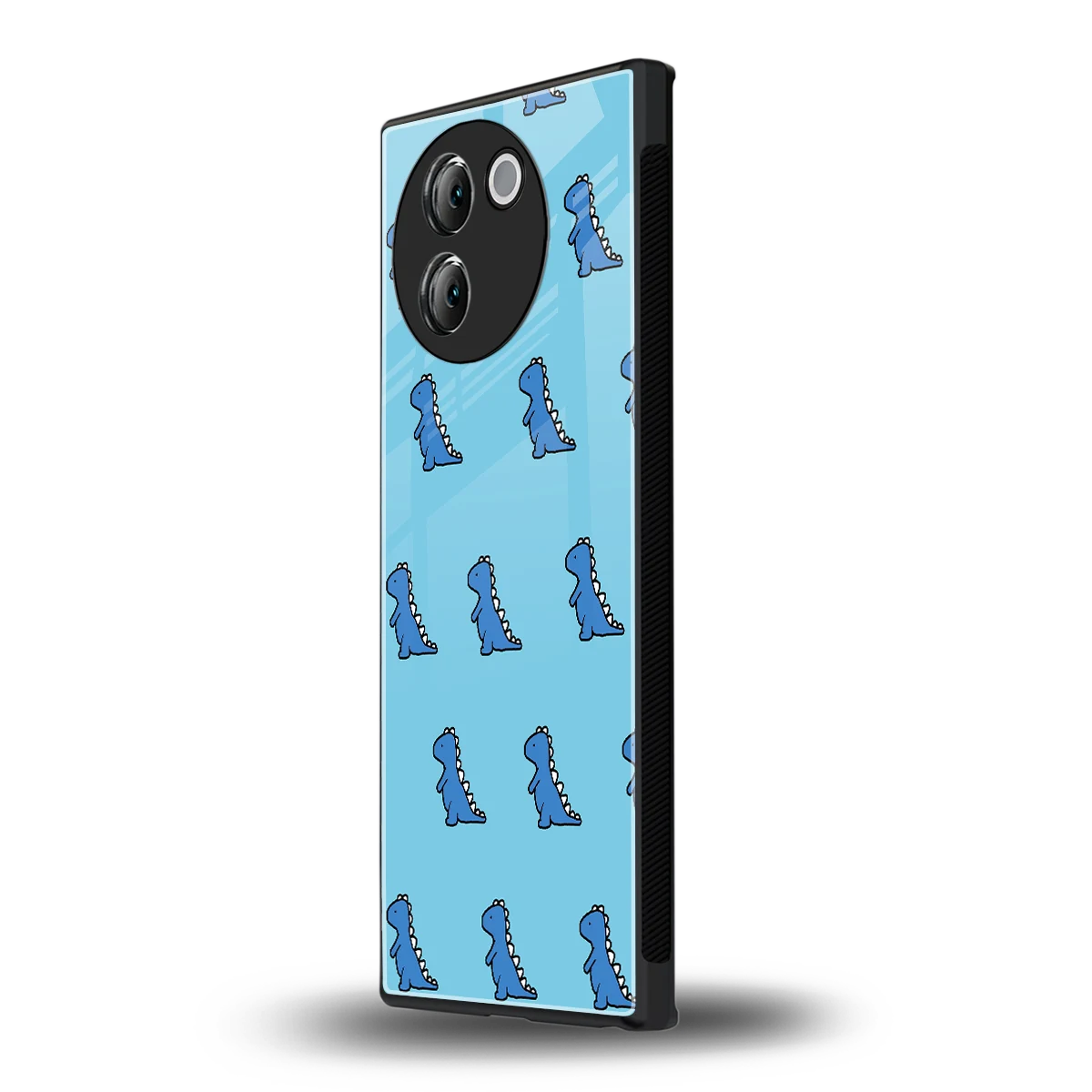 Dino Blue vivo v30e mobile cover | shockproof glass phone case