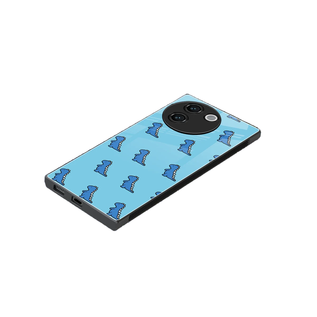 Dino Blue stylish phone case for vivo v30e | glossy glass and slim fit