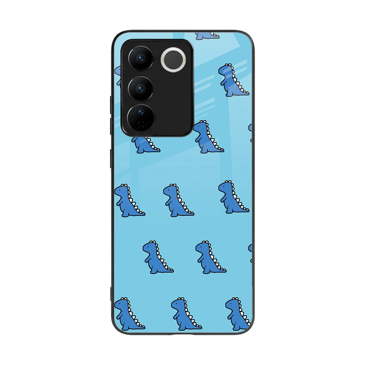 Dino Blue back phone cover | glass case for vivo v27 5g