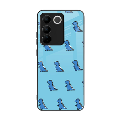 Dino Blue back phone cover | glass case for vivo v27 5g