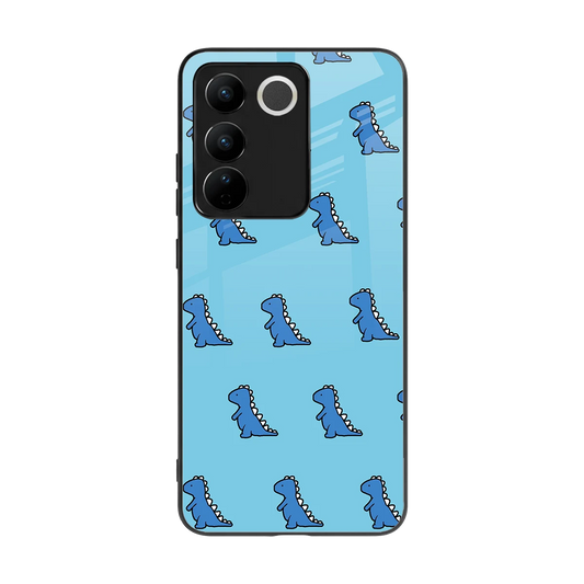 Dino Blue back phone cover | glass case for vivo v27 5g