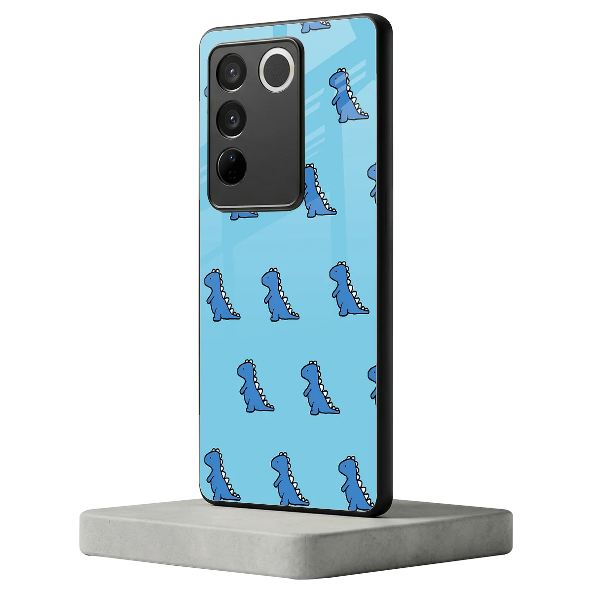 Dino Blue vivo v27 5g mobile cover | shockproof glass phone case