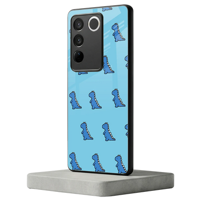 Dino Blue vivo v27 5g mobile cover | shockproof glass phone case