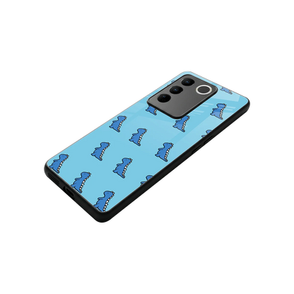 Dino Blue stylish phone case for vivo v27 5g | glossy glass and slim fit