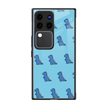 Dino Blue back phone cover | glass case forvivo v30 pro