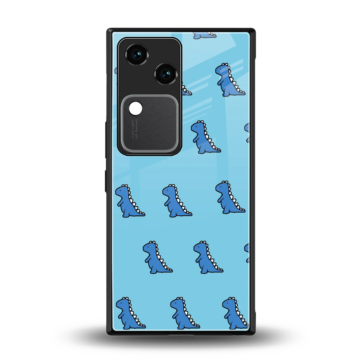 Dino Blue back phone cover | glass case for vivo v30