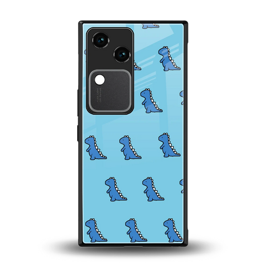 Dino Blue back phone cover | glass case for vivo v30