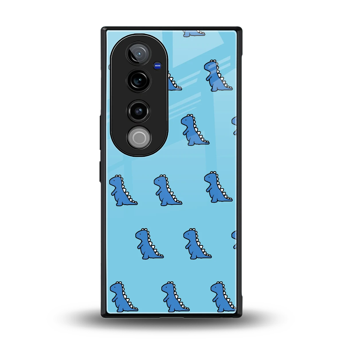 Dino Blue back phone cover | glass case for vivo v40 pro