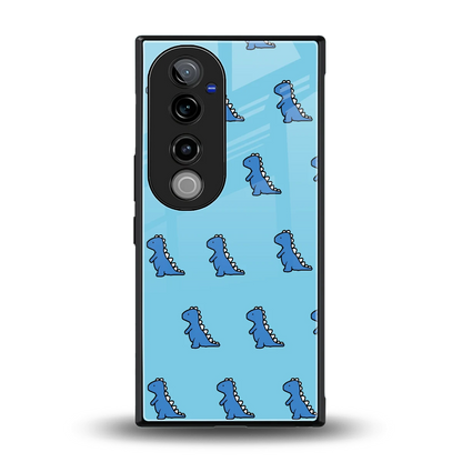 Dino Blue back phone cover | glass case for vivo v40 pro