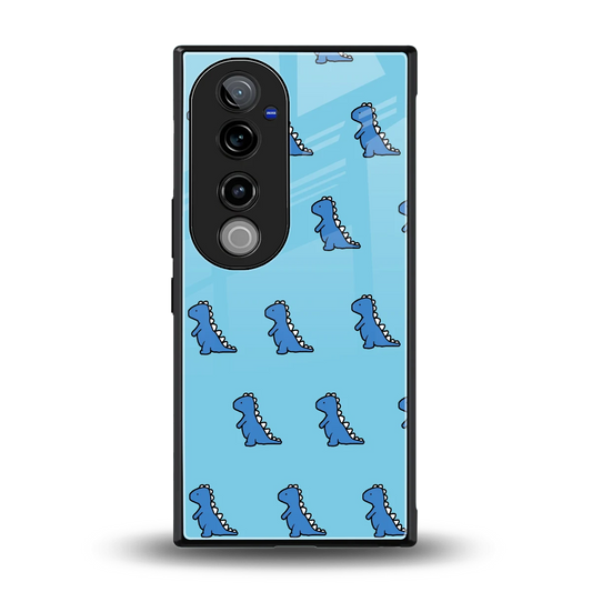 Dino Blue back phone cover | glass case for vivo v40 pro