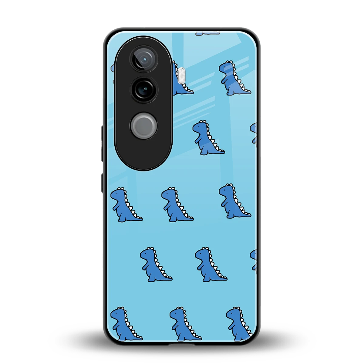 Dino Blue back phone cover | glass case for vivo v40e