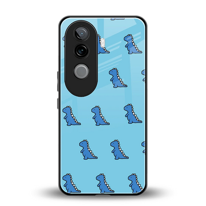 Dino Blue back phone cover | glass case for vivo v40e