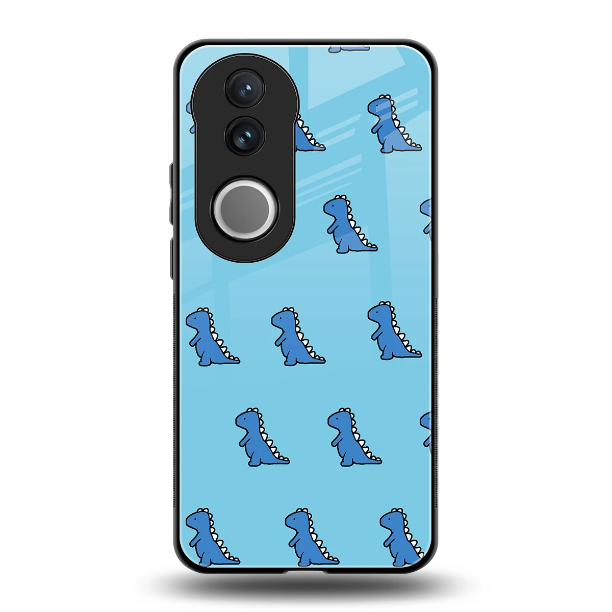 Dino Blue back phone cover | glass case for vivo v50