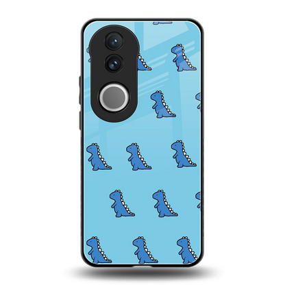 Dino Blue back phone cover | glass case for vivo v50