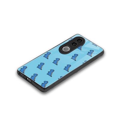 Dino Blue stylish phone case for vivo v50 | glossy glass and slim fit