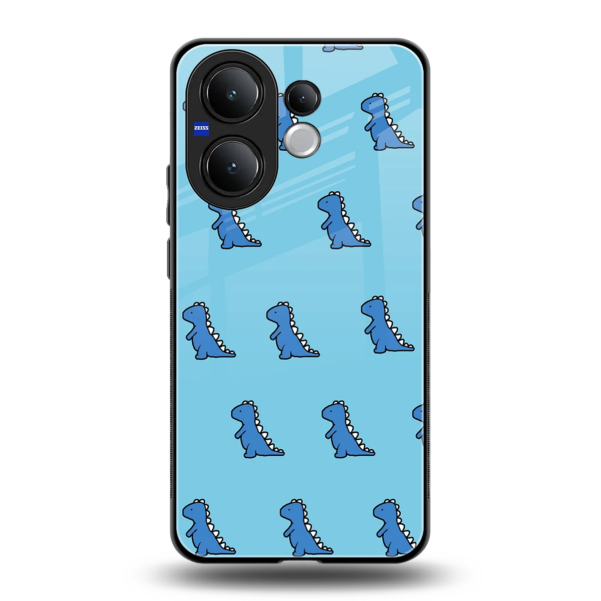Dino Blue back phone cover | glass case for vivo v60