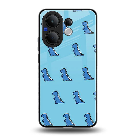 Dino Blue back phone cover | glass case for vivo v60