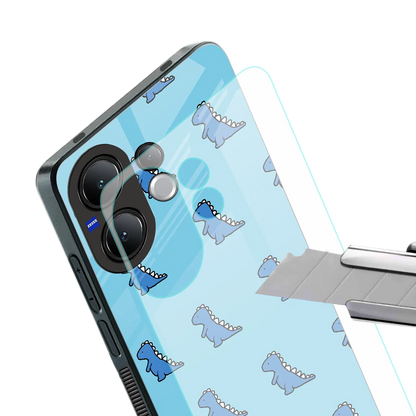 Dino Blue stylish phone case for vivo v60 | glossy glass and slim fit