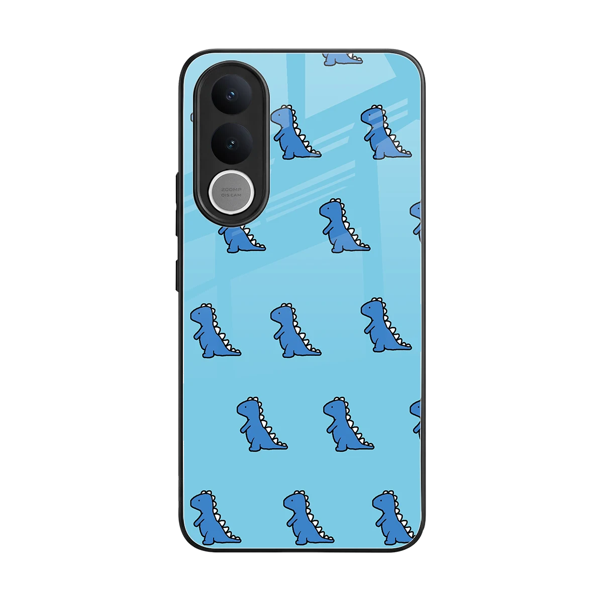 Dino Blue back phone cover | glass case for vivo v70 fe