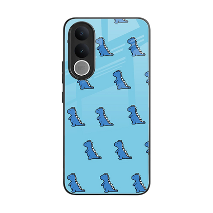 Dino Blue back phone cover | glass case for vivo v70 fe