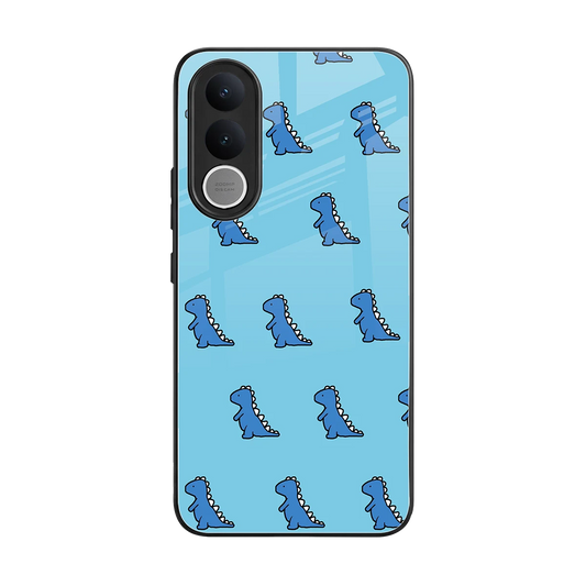 Dino Blue back phone cover | glass case for vivo v70 fe