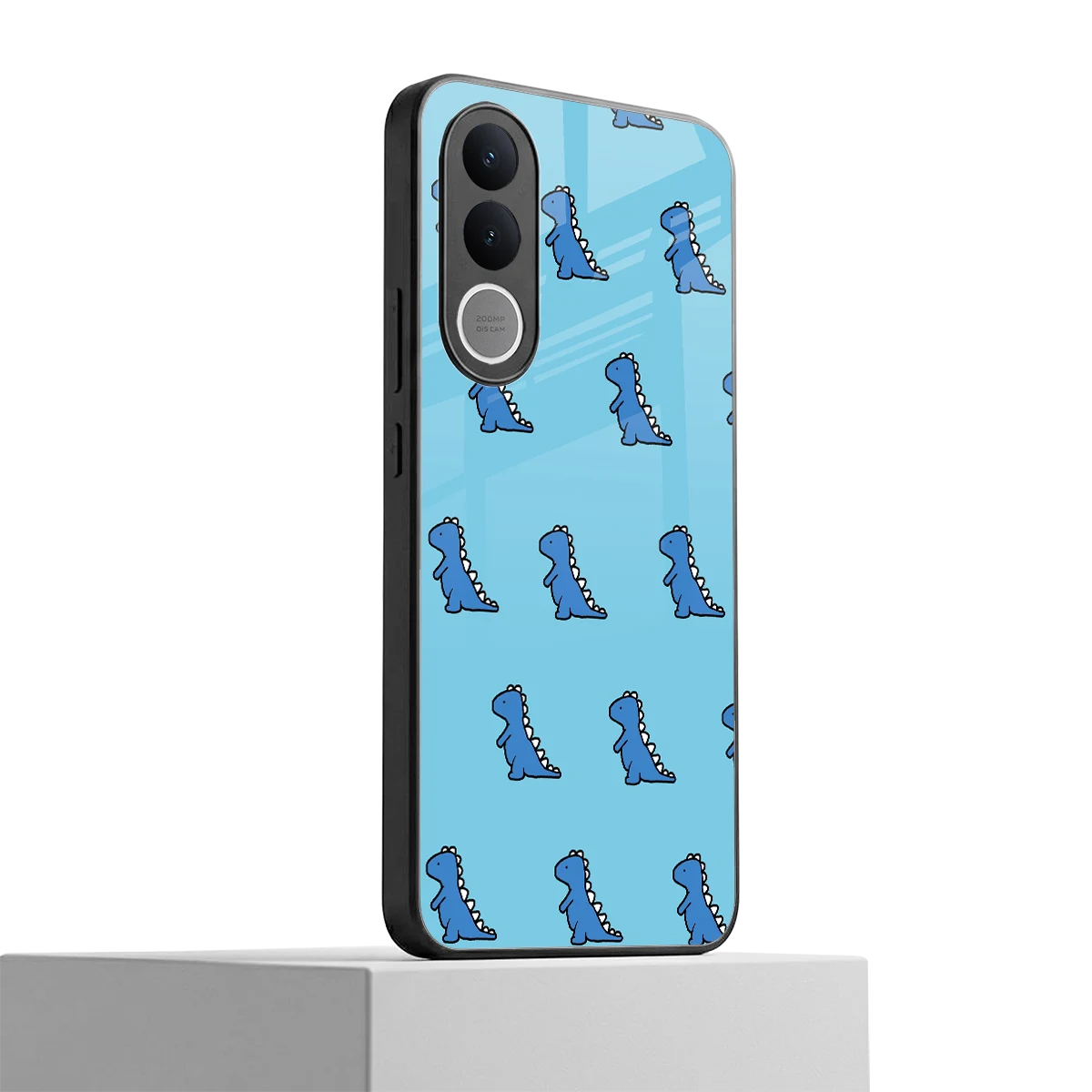 Dino Blue vivo v70 fe mobile cover | shockproof glass phone case
