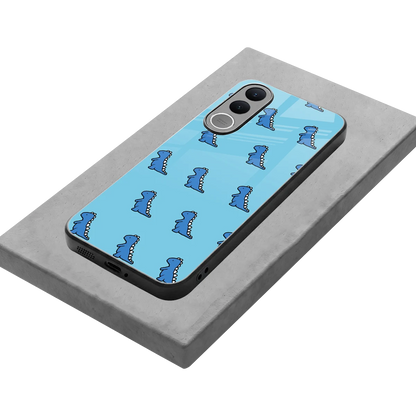 Dino Blue stylish phone case for vivo v70 fe | glossy glass and slim fit