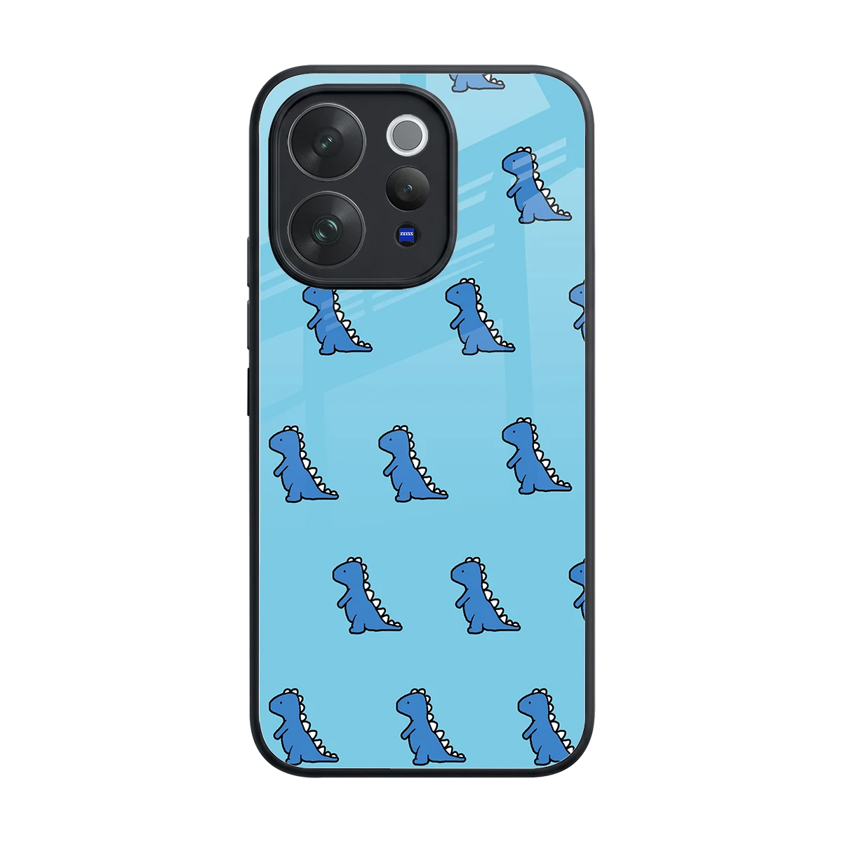 Dino Blue back phone cover | glass case for vivo v70