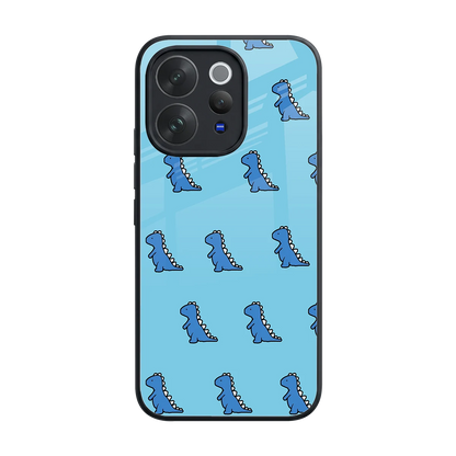 Dino Blue back phone cover | glass case for vivo v70