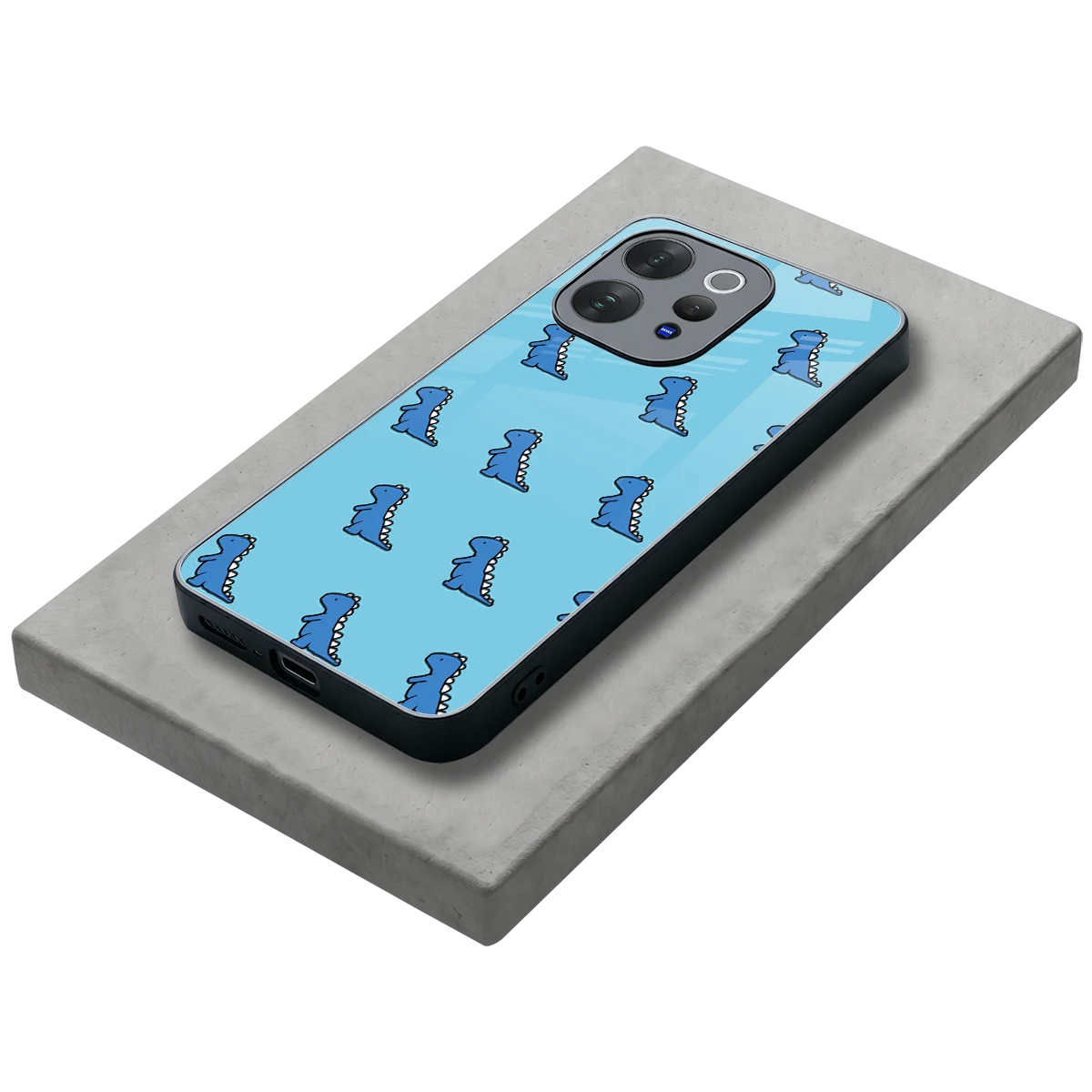 Dino Blue stylish phone case for vivo v70 | glossy glass and slim fit