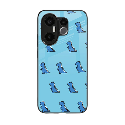 Dino Blue back phone cover | glass case for vivo x200 fe
