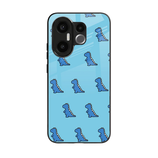 Dino Blue back phone cover | glass case for vivo x200 fe